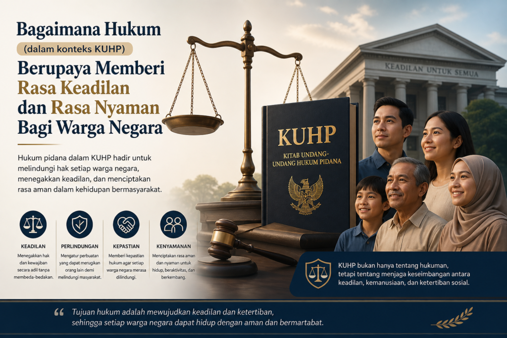 Bagaimana Hukum (dalam konteks KUHP) Berupaya Memberi Rasa Keadilan dan Rasa Nyaman Bagi Warga Negara.