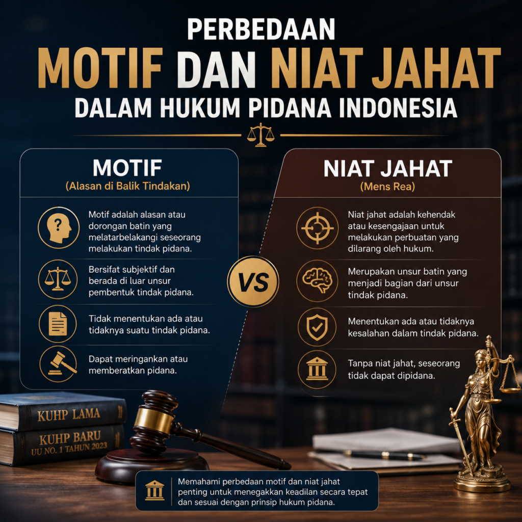 Perbedaan Motif dan Niat Jahat dalam Hukum Pidana Indonesia