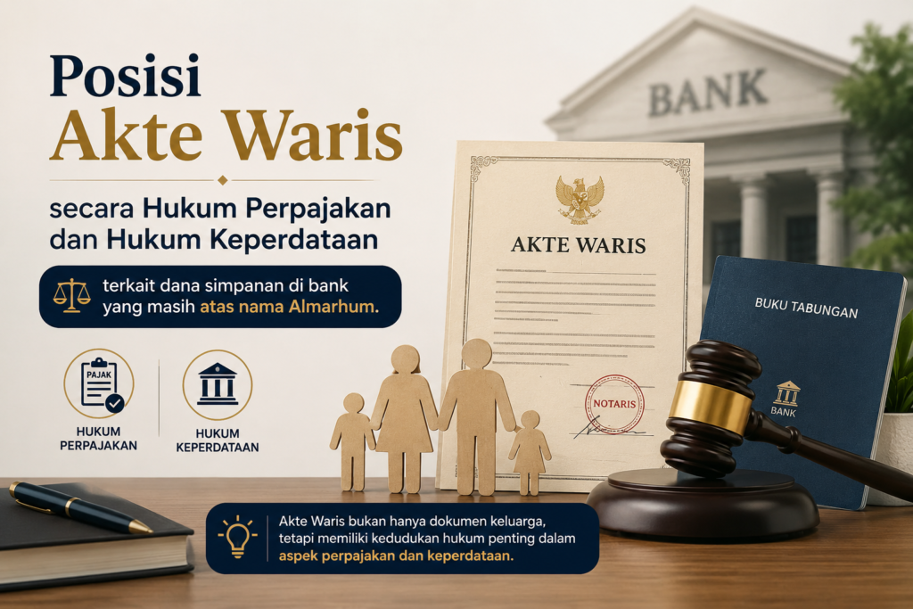 Posisi Akte Waris secara Hukum Perpajakan dan Hukum Keperdataan terkait dana simpanan di bank yang masih atas nama Almarhum