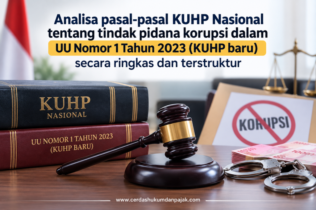 Analisa pasal-pasal KUHP Nasional tentang tindak pidana korupsi dalam UU Nomor 1 Tahun 2023 (KUHP baru) secara ringkas dan terstruktur